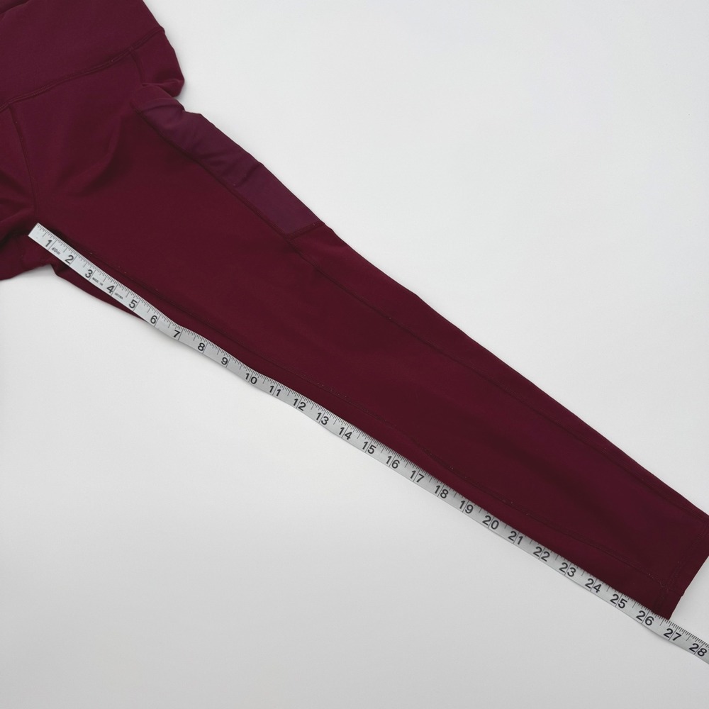 Fabletics PowerHold High Waisted Burgundy Mesh Pocket Leggings Womens Size Small - Picture 6 of 7